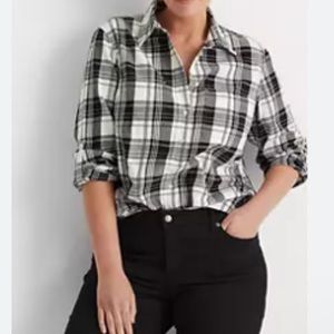 sHiRt brand 100% Linen long Sleeve button Down plaid shirt